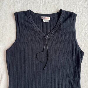 Faded Glory Stretch Black Pointelle Top